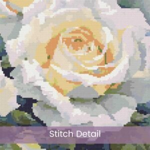 White Roses Cross Stitch Pattern, White Full Coverage Watercolor Floral Garden Decor Embroidery Botanical Flower Stitch Art, Wedding Gift