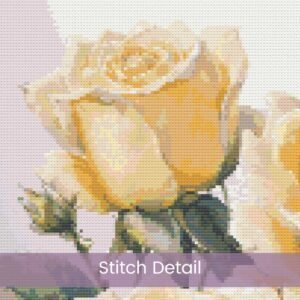 Yellow Roses Cross Stitch Pattern, Yellow Full Coverage Watercolor Floral Garden Decor Embroidery Botanical Flower Stitch Art, Wedding Gift