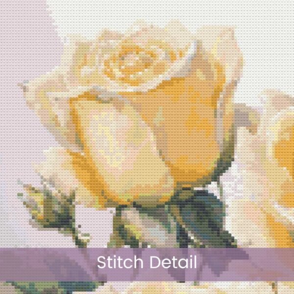 Yellow Roses Cross Stitch Pattern, Yellow Full Coverage Watercolor Floral Garden Decor Embroidery Botanical Flower Stitch Art, Wedding Gift