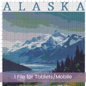 Alaska Retro Travel Poster Cross Stitch Pattern | “The Last Frontier” | Full Coverage PDF