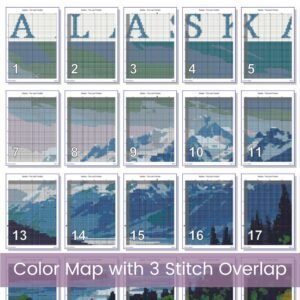 Alaska Retro Travel Poster Cross Stitch Pattern | “The Last Frontier” | Full Coverage PDF