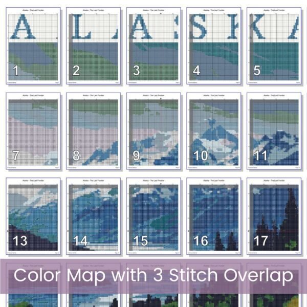 Alaska Retro Travel Poster Cross Stitch Pattern | “The Last Frontier” | Full Coverage PDF