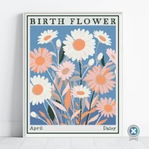 April Birth Month Flower Cross Stitch Pattern