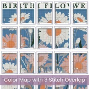 April Birth Month Flower Counted Cross Stitch PDF Pattern, Daisies Cross Stitch Pattern, Instant Download, Modern Floral Cross Stitch