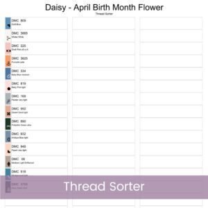 April Birth Month Flower Counted Cross Stitch PDF Pattern, Daisies Cross Stitch Pattern, Instant Download, Modern Floral Cross Stitch