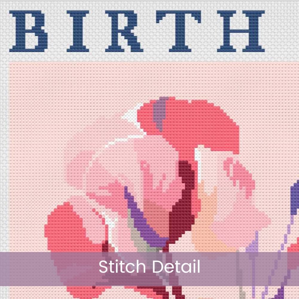 April Birth Month Flower Counted Cross Stitch PDF Pattern, Sweet Pea Cross Stitch Pattern, Instant Download, Modern Floral Cross Stitch