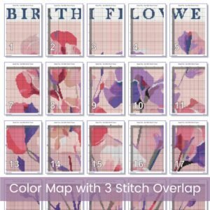 April Birth Month Flower Counted Cross Stitch PDF Pattern, Sweet Pea Cross Stitch Pattern, Instant Download, Modern Floral Cross Stitch