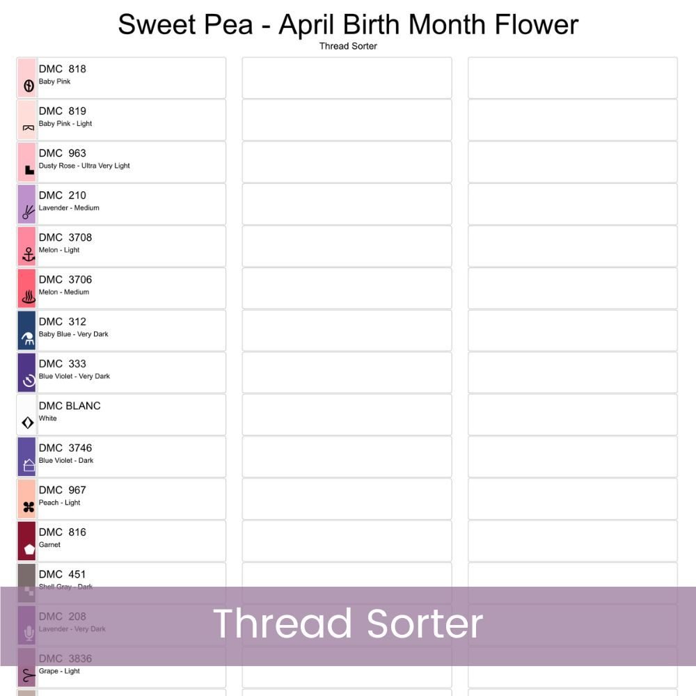 April Birth Month Flower Counted Cross Stitch PDF Pattern, Sweet Pea Cross Stitch Pattern, Instant Download, Modern Floral Cross Stitch