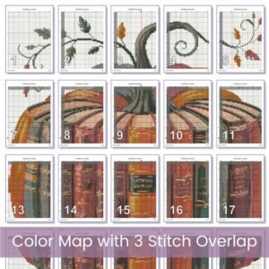 Fall Pumpkin Book Stack Cross Stitch Pattern | Cozy Autumn Reading Themed Design | Full Coverage Pattern