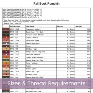 Fall Pumpkin Book Stack Cross Stitch Pattern | Cozy Autumn Reading Themed Design | Full Coverage Pattern