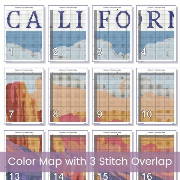 Celebrate the adventure and artistry of the open road with this full coverage cross-stitch pattern inspired by a vintage California travel poster.