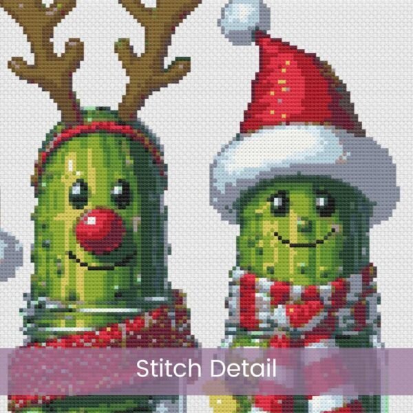 Christmas Pickles Cross Stitch Pattern | Cute Holiday Decor | Partial Coverage PDF | Digital Download