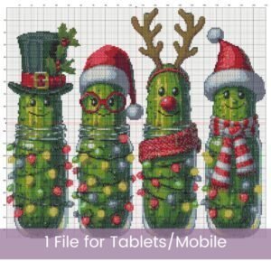 Christmas Pickles Cross Stitch Pattern | Cute Holiday Decor | Partial Coverage PDF | Digital Download