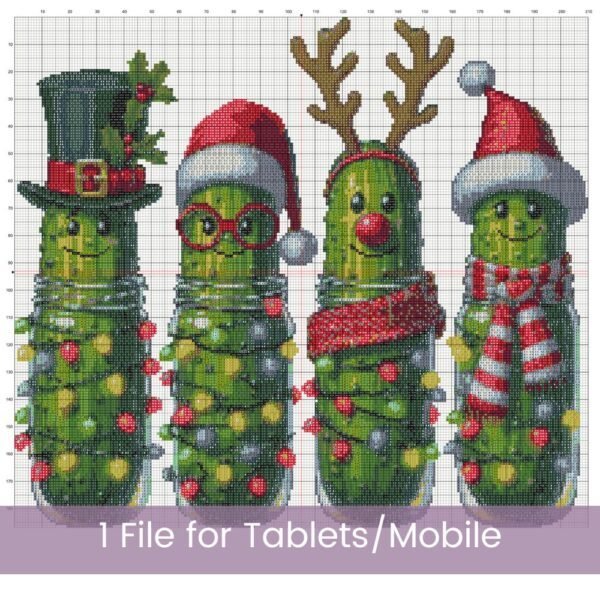 Christmas Pickles Cross Stitch Pattern | Cute Holiday Decor | Partial Coverage PDF | Digital Download