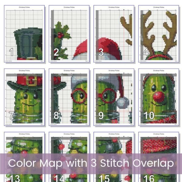 Christmas Pickles Cross Stitch Pattern | Cute Holiday Decor | Partial Coverage PDF | Digital Download