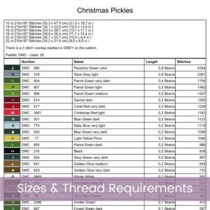 Christmas Pickles Cross Stitch Pattern | Cute Holiday Decor | Partial Coverage PDF | Digital Download