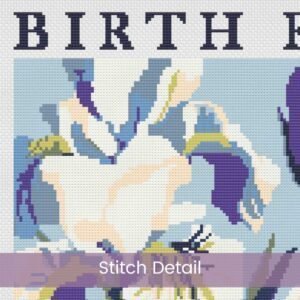 February Birth Flower Cross Stitch Pattern Book – Irises in Modern Flower Market Style