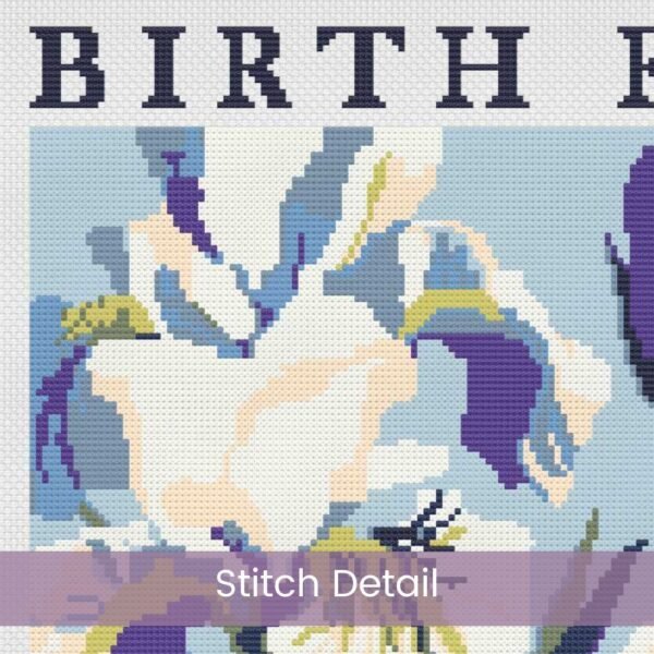 February Birth Flower Cross Stitch Pattern Book – Irises in Modern Flower Market Style