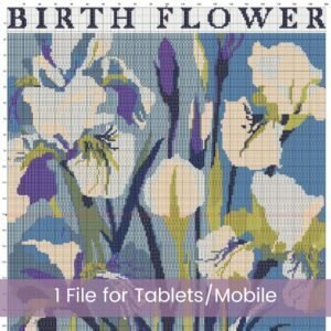 February Birth Flower Cross Stitch Pattern Book – Irises in Modern Flower Market Style
