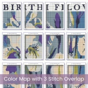 February Birth Flower Cross Stitch Pattern Book – Irises in Modern Flower Market Style