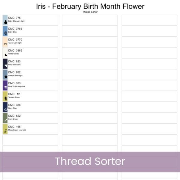 February Birth Flower Cross Stitch Pattern Book – Irises in Modern Flower Market Style
