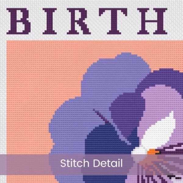 February Birth Flower Cross Stitch Pattern Book – Violets in Modern Flower Market Style