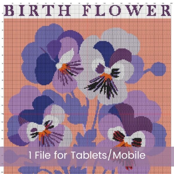 February Birth Flower Cross Stitch Pattern Book – Violets in Modern Flower Market Style