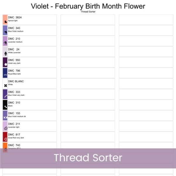 February Birth Flower Cross Stitch Pattern Book – Violets in Modern Flower Market Style