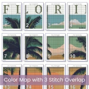 Florida Travel Poster Cross Stitch Pattern, The Sunshine State, Retro Vintage Inspired Design, Travel Wall Art, Full Coverage Digital PDF