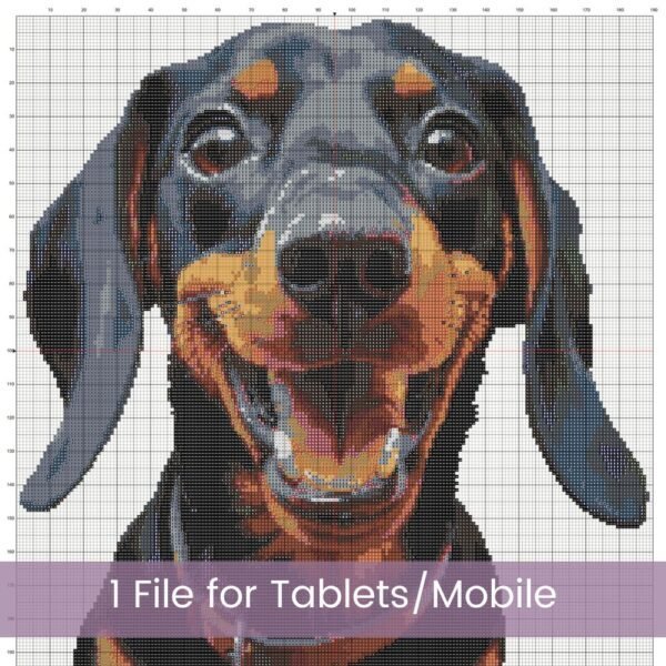 Cute Dachshund Face Cross Stitch Pattern | Smiling Dog Embroidery | Partial Coverage PDF