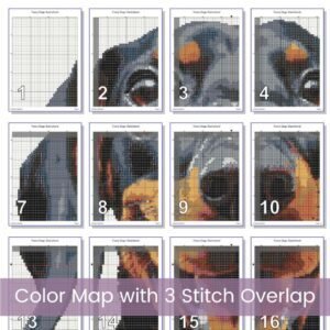 Cute Dachshund Face Cross Stitch Pattern | Smiling Dog Embroidery | Partial Coverage PDF