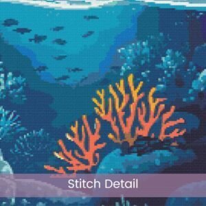 Great Barrier Reef Cross Stitch Pattern | Retro Travel Poster | Full Coverage PDF