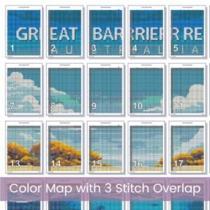 Great Barrier Reef Cross Stitch Pattern | Retro Travel Poster | Full Coverage PDF