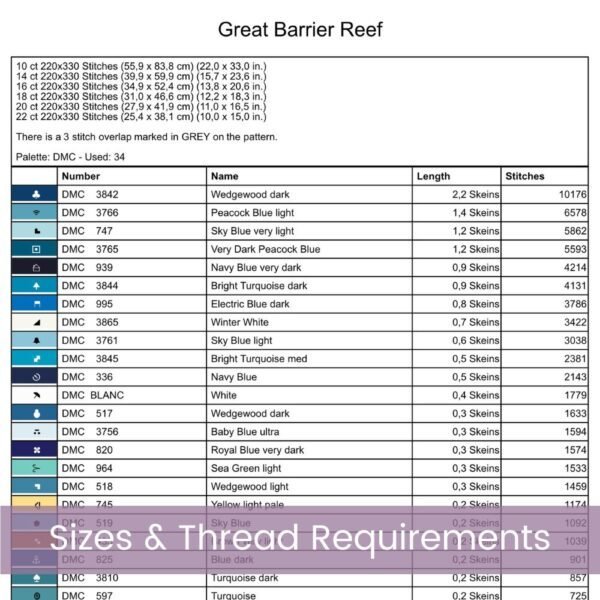 Great Barrier Reef Cross Stitch Pattern | Retro Travel Poster | Full Coverage PDF