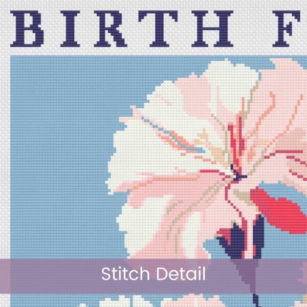 January Birth Flower Carnation Cross Stitch Pattern | Minimalist Boho “Flower Market” Style | Full Coverage PDF