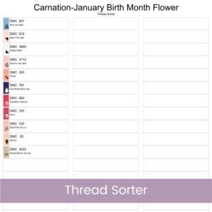 January Birth Flower Carnation Cross Stitch Pattern | Minimalist Boho “Flower Market” Style | Full Coverage PDF