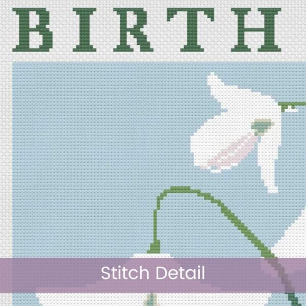 January Birth Flower Snowdrop Cross Stitch Pattern | Minimalist Boho “Flower Market” Style | Full Coverage PDF