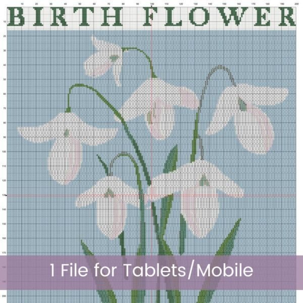 January Birth Flower Snowdrop Cross Stitch Pattern | Minimalist Boho “Flower Market” Style | Full Coverage PDF