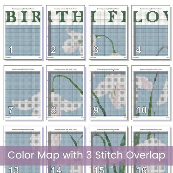 January Birth Flower Snowdrop Cross Stitch Pattern | Minimalist Boho “Flower Market” Style | Full Coverage PDF