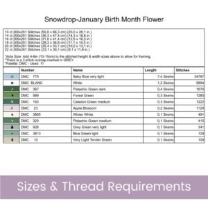 January Birth Flower Snowdrop Cross Stitch Pattern | Minimalist Boho “Flower Market” Style | Full Coverage PDF