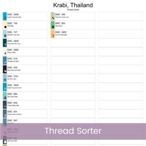Krabi Thailand Retro Travel Poster Cross Stitch Pattern | Full Coverage PDF Embroidery Design