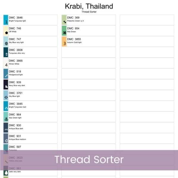 Krabi Thailand Retro Travel Poster Cross Stitch Pattern | Full Coverage PDF Embroidery Design