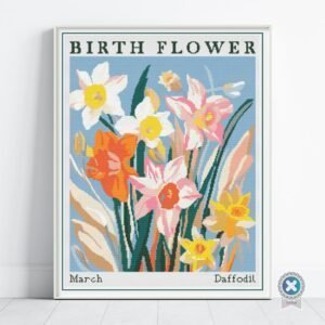 March Birth Month Flower Cross Stitch Pattern