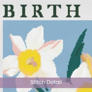 Celebrate March’s birth month flower with this elegant Daffodils Cross Stitch Pattern. Designed in a minimalist boho “Flower Market” style.