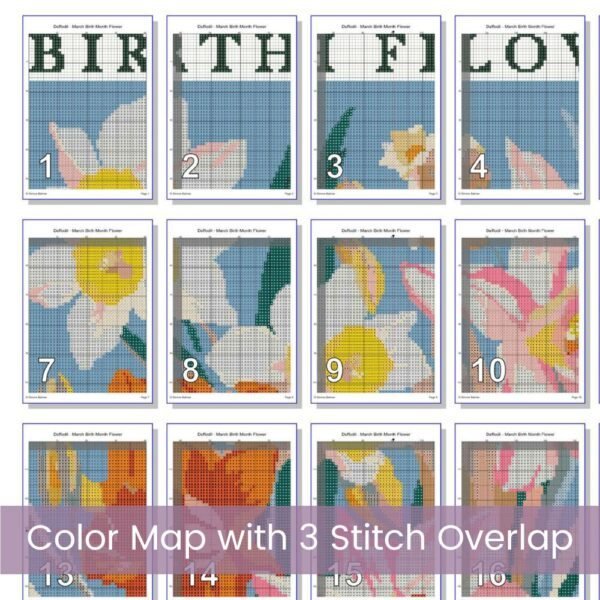 Celebrate March’s birth month flower with this elegant Daffodils Cross Stitch Pattern. Designed in a minimalist boho “Flower Market” style.