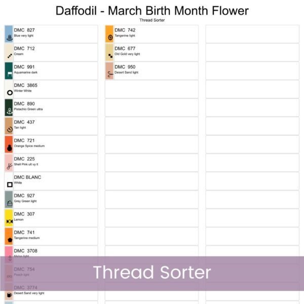 Celebrate March’s birth month flower with this elegant Daffodils Cross Stitch Pattern. Designed in a minimalist boho “Flower Market” style.