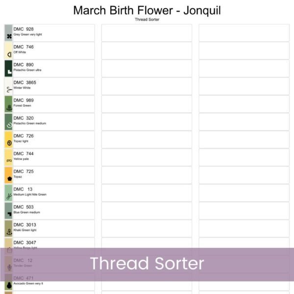 Celebrate March’s birth month flower with this elegant Jonquils Cross Stitch Pattern. Designed in a minimalist boho “Flower Market” style.
