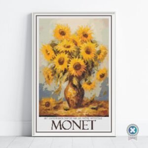 Monet’s Sunflowers Inspired Cross Stitch Pattern | Impressionist Floral Painting | Full Coverage PDF