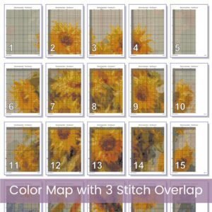Monet’s Sunflowers Inspired Cross Stitch Pattern | Impressionist Floral Painting | Full Coverage PDF