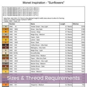 Monet’s Sunflowers Inspired Cross Stitch Pattern | Impressionist Floral Painting | Full Coverage PDF